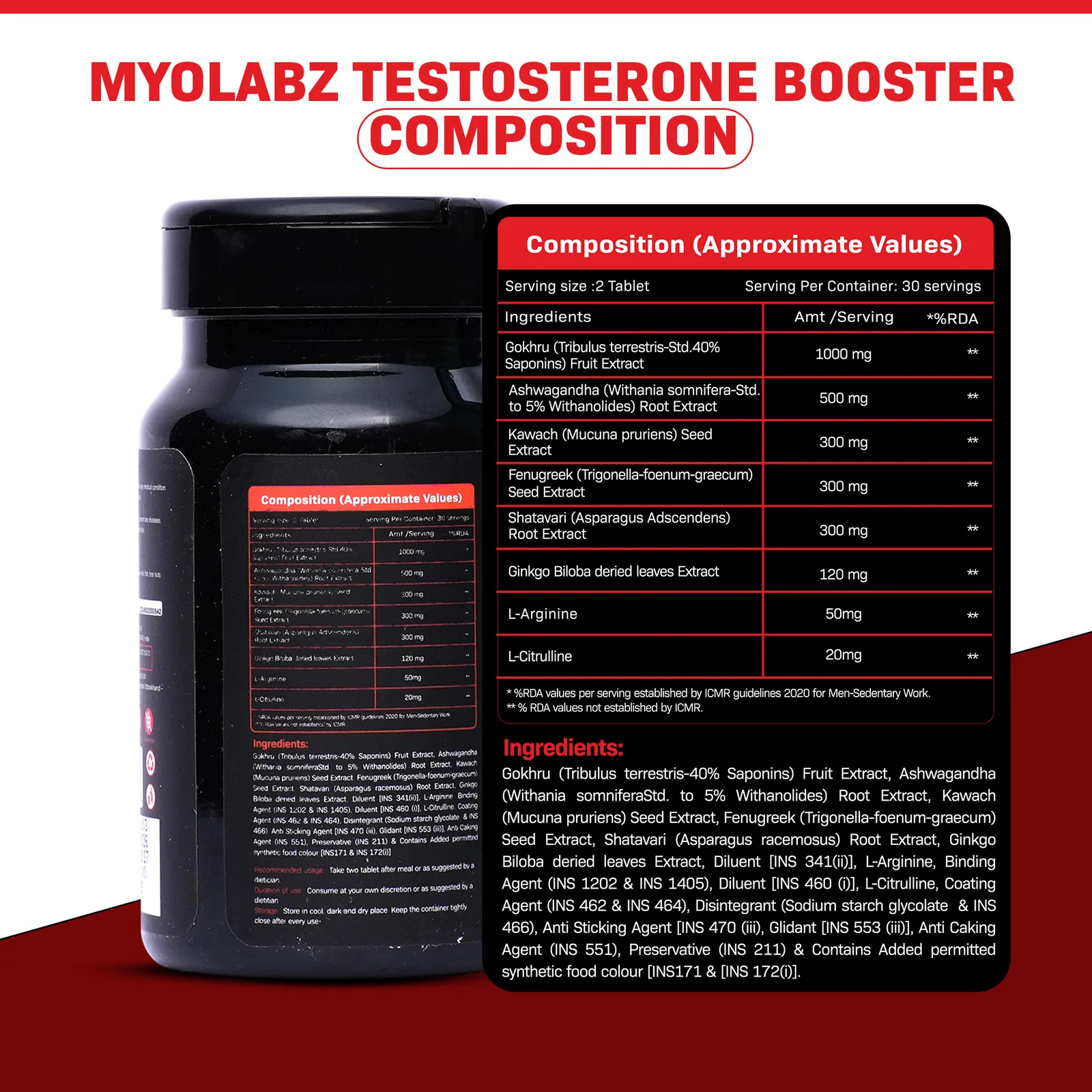 Myolabz Testosterone Booster 60 Tablets - Image 2